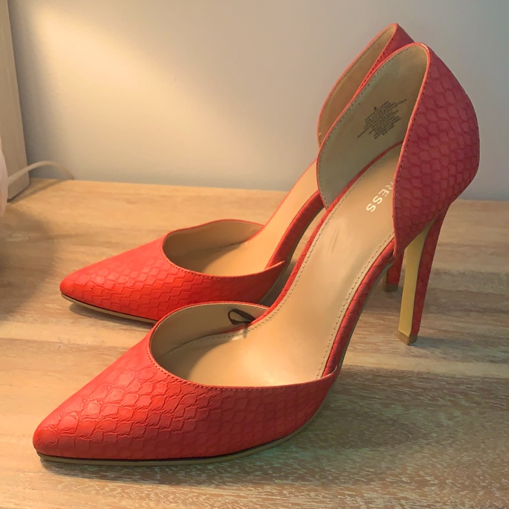Red Snakeskin Pumps